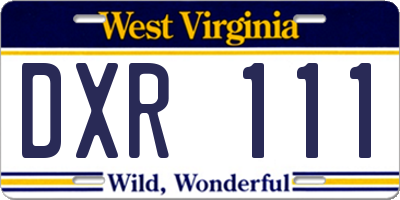 WV license plate DXR111