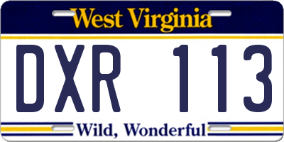 WV license plate DXR113