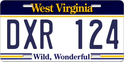 WV license plate DXR124