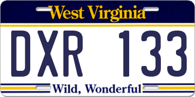 WV license plate DXR133