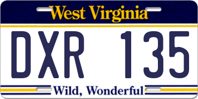WV license plate DXR135