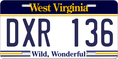 WV license plate DXR136