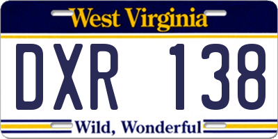 WV license plate DXR138