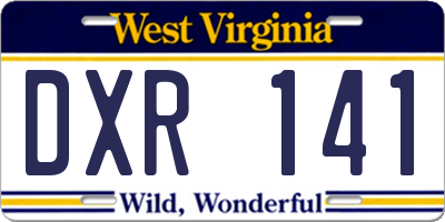 WV license plate DXR141