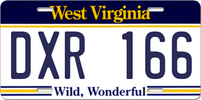 WV license plate DXR166
