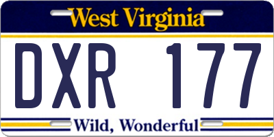 WV license plate DXR177