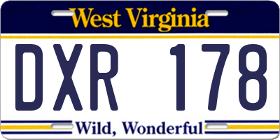 WV license plate DXR178