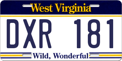 WV license plate DXR181