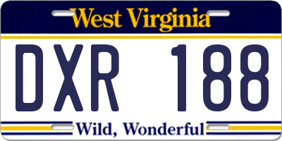 WV license plate DXR188
