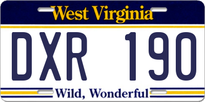 WV license plate DXR190