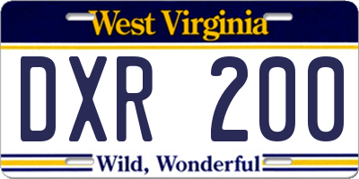 WV license plate DXR200