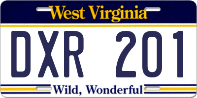 WV license plate DXR201