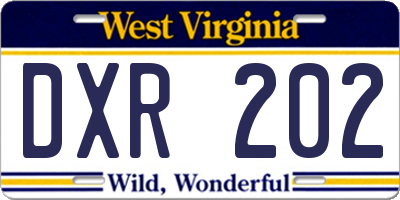 WV license plate DXR202