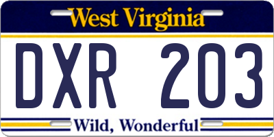 WV license plate DXR203