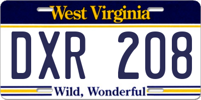 WV license plate DXR208