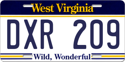 WV license plate DXR209