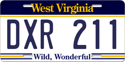 WV license plate DXR211