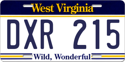 WV license plate DXR215
