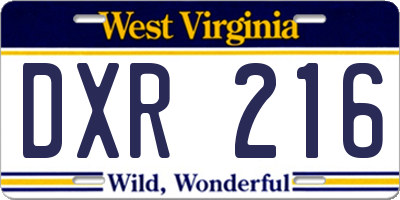 WV license plate DXR216