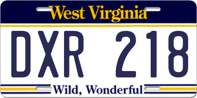 WV license plate DXR218