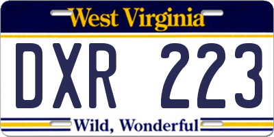 WV license plate DXR223