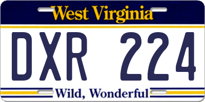 WV license plate DXR224