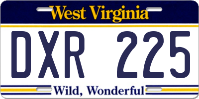 WV license plate DXR225