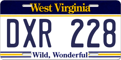 WV license plate DXR228
