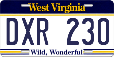 WV license plate DXR230