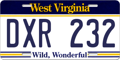 WV license plate DXR232