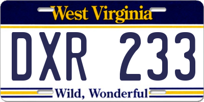 WV license plate DXR233