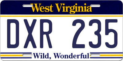 WV license plate DXR235