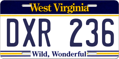 WV license plate DXR236