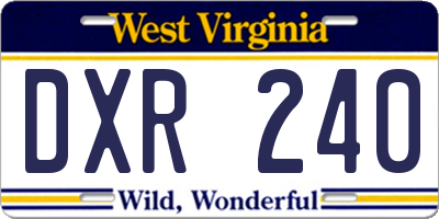 WV license plate DXR240