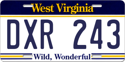 WV license plate DXR243