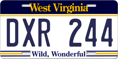 WV license plate DXR244