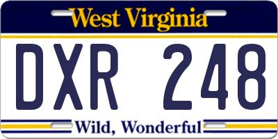 WV license plate DXR248