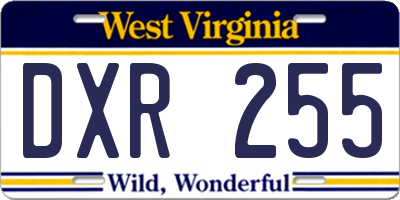WV license plate DXR255