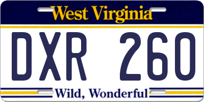 WV license plate DXR260