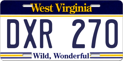 WV license plate DXR270