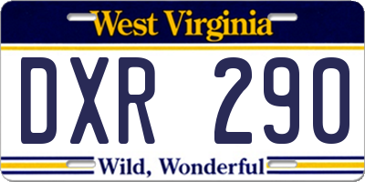 WV license plate DXR290