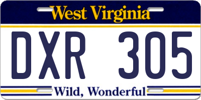 WV license plate DXR305
