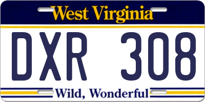 WV license plate DXR308