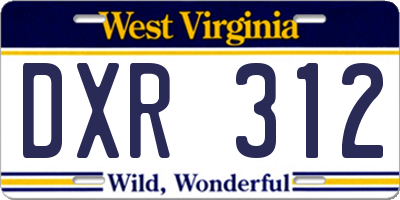WV license plate DXR312