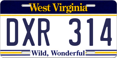 WV license plate DXR314