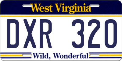 WV license plate DXR320