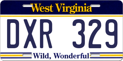 WV license plate DXR329