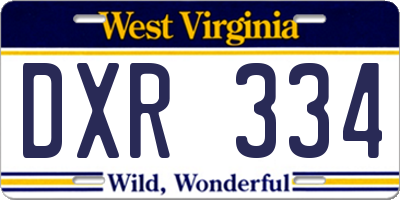 WV license plate DXR334