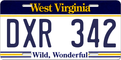 WV license plate DXR342