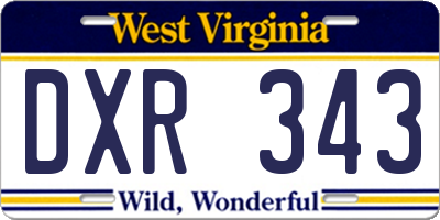 WV license plate DXR343